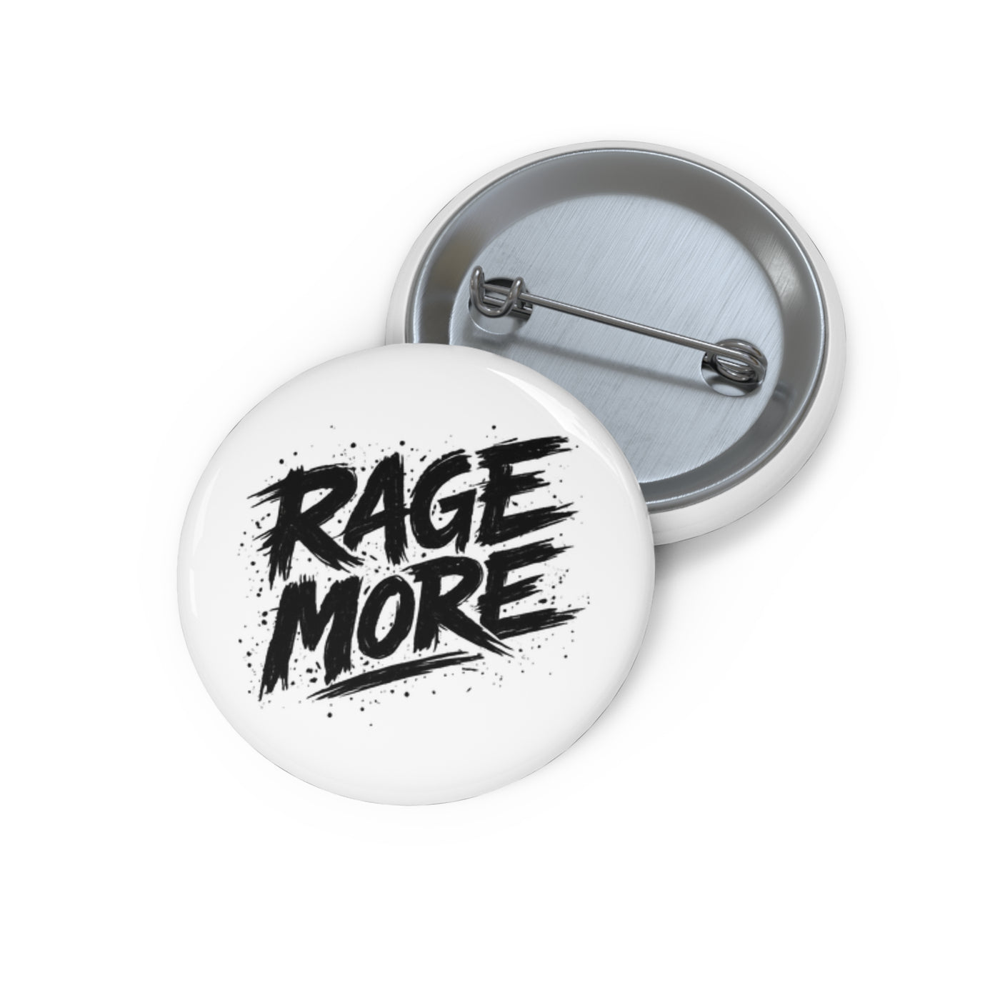 RAGE MORE Punk Rock Band Button Pin, Black & White Statement Accessory