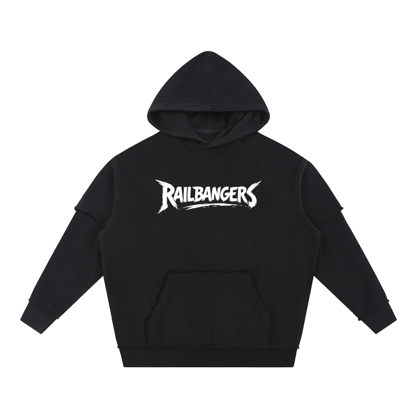 Hold The Rail Snow Washed Raw Edge Double Layered Hoodie