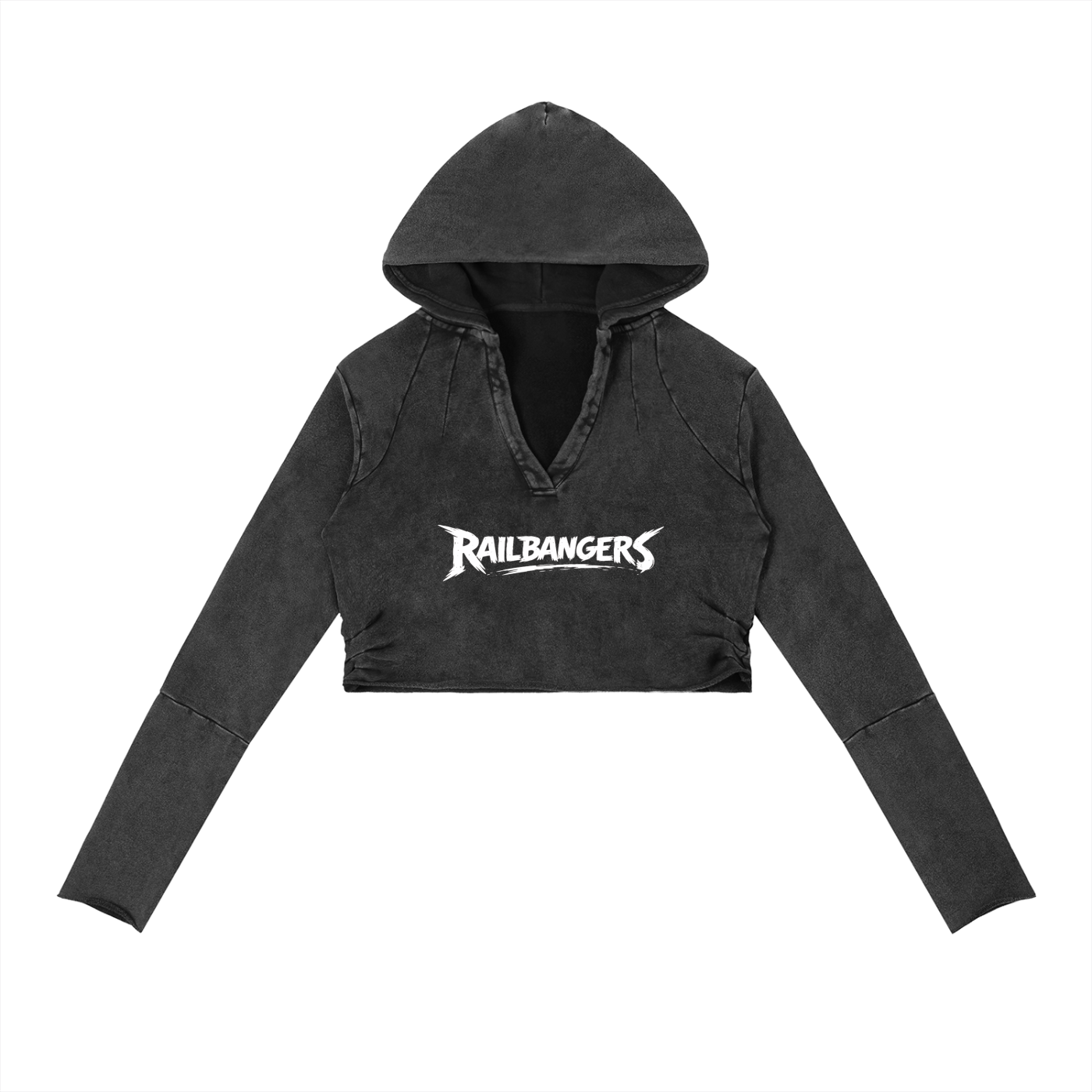 Hold The Rail on Women Vintage Washed Raw Edge Hoodie