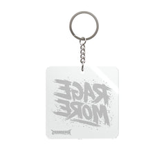 Rage More Square Keychain – Bold Graphic Motivational Key Ring