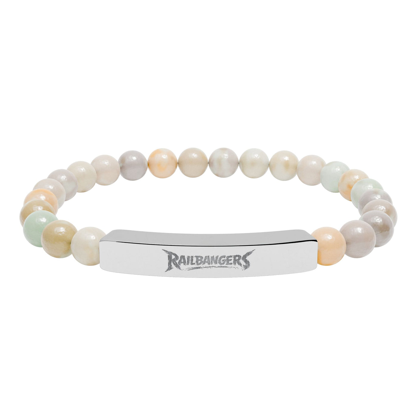 Rail Bangers Engraved Natural Stone Stretch Bracelet