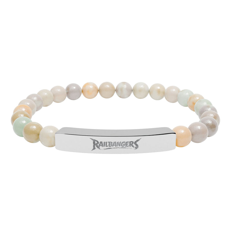 Rail Bangers Engraved Natural Stone Stretch Bracelet