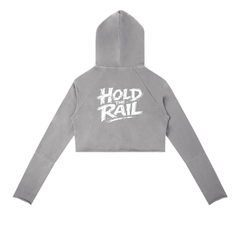 Hold The Rail on Women Vintage Washed Raw Edge Hoodie