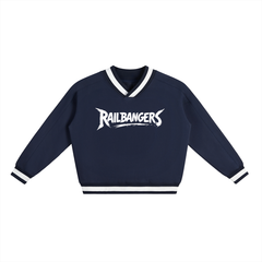 Rage More V-Neck Contrast Collar Boxy Sweatshirt