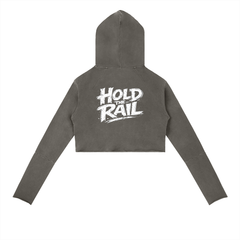 Hold The Rail on Women Vintage Washed Raw Edge Hoodie