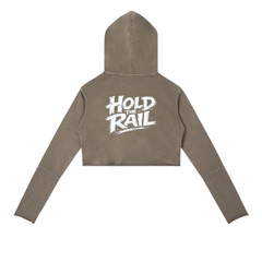 Hold The Rail on Women Vintage Washed Raw Edge Hoodie