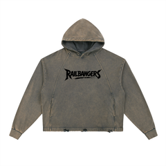 Hold The Rail Vintage Washed Frayed-Hem Hoodie