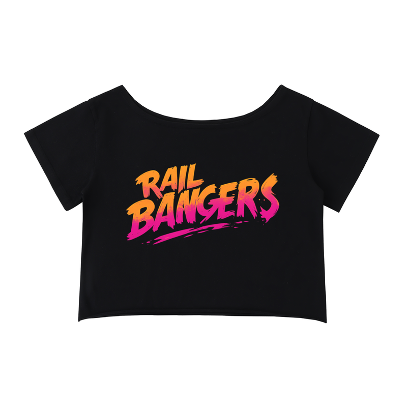 Rail Bangers Off-Shoulder Rolled Hem Cotton T-Shirt