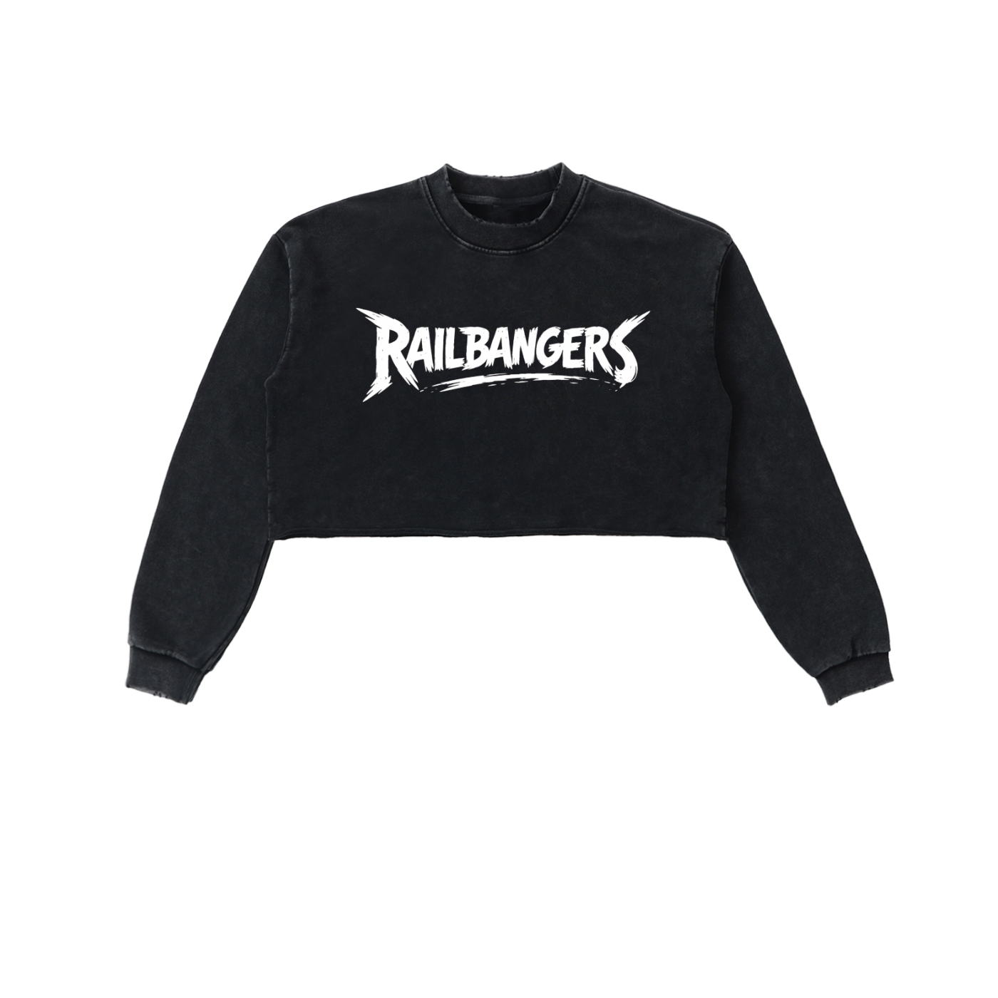 Hold The Rail Snow Washed Raw Edge Cropped Sweatshirt