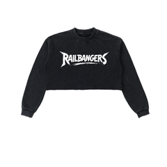 Hold The Rail Snow Washed Raw Edge Cropped Sweatshirt
