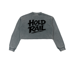 Hold The Rail Snow Washed Raw Edge Cropped Sweatshirt