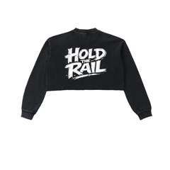 Snow Washed Raw Edge Cropped Sweatshirt back view