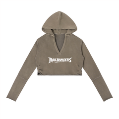 Hold The Rail on Women Vintage Washed Raw Edge Hoodie