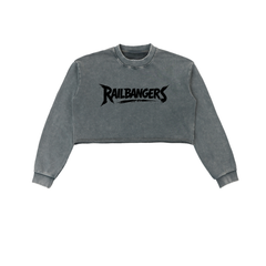 Hold The Rail Snow Washed Raw Edge Cropped Sweatshirt