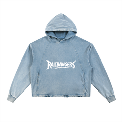 Hold The Rail Vintage Washed Frayed-Hem Hoodie
