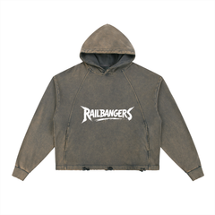 Hold The Rail Vintage Washed Frayed-Hem Hoodie