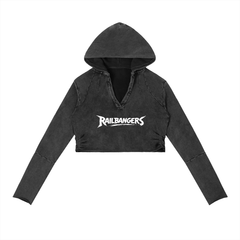 Hold The Rail on Women Vintage Washed Raw Edge Hoodie