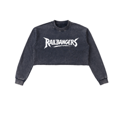 Hold The Rail Snow Washed Raw Edge Cropped Sweatshirt