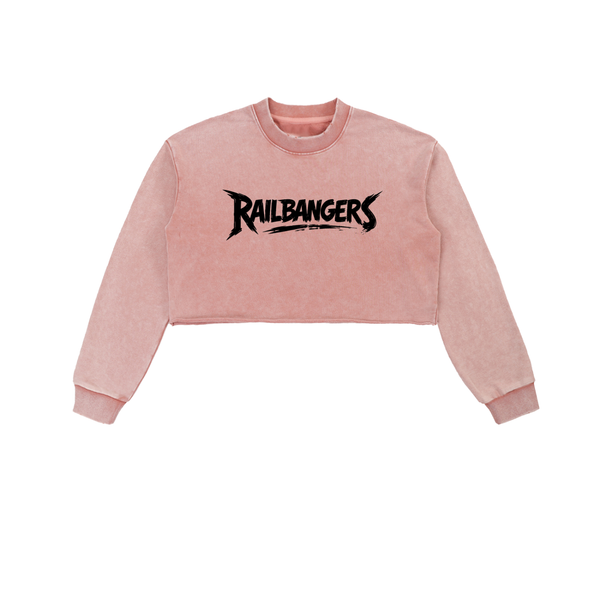 Snow Washed Raw Edge Cropped Sweatshirt