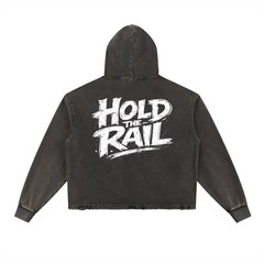 Vintage Washed Frayed-Hem Hoodie back view