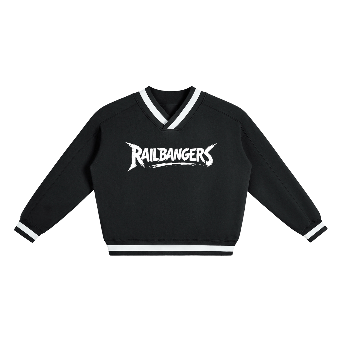 Rage More V-Neck Contrast Collar Boxy Sweatshirt
