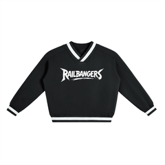Rage More V-Neck Contrast Collar Boxy Sweatshirt