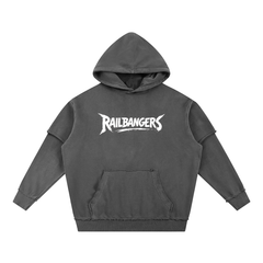 Hold The Rail Snow Washed Raw Edge Double Layered Hoodie
