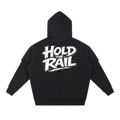 Hold The Rail Snow Washed Raw Edge Double Layered Hoodie